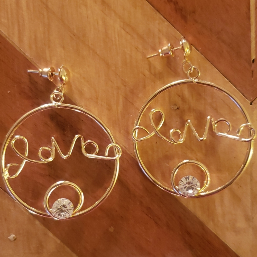 ❤ Valentine's Day❤ Gold Dipped "Love Gem" Earrings
